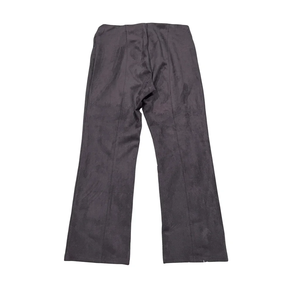 Marc New York Women's Faux Suede‎ Pants Size L Wide Leg Brown Career Business
